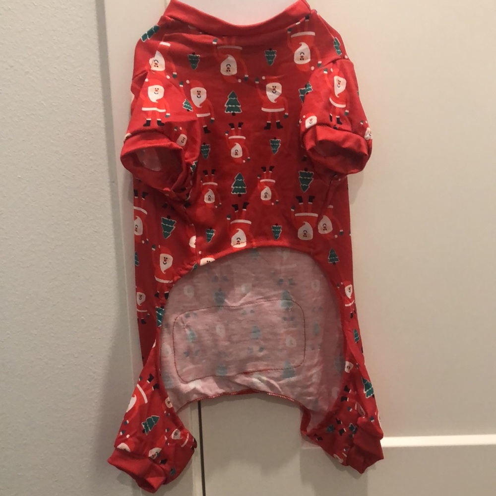 NWT Christmas Dog Pajamas - “I party with Santa!” - Size Large, 16 in. long - Picture 4 of 14